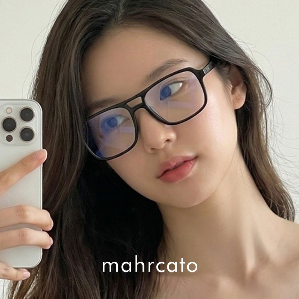 마르카토 레오 leo c001 블랙 사각 긱시크 투브릿지 뿔테 안경테 - 상품 이미지