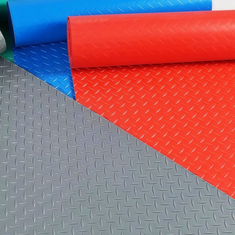 바닥 철판 PVC 깔판 고무매트 체크무늬 고무판 산업용품 바닥보호 미끄럼방지 작업장매트 - 상품 이미지