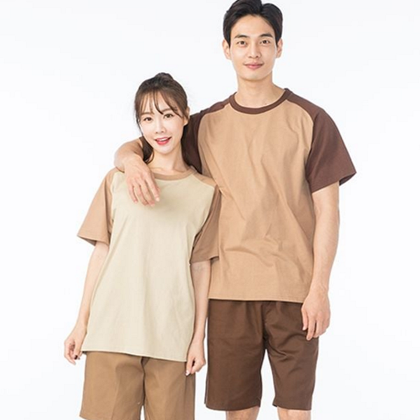 남녀공용 남성 찜질복 커플 찜질방 의류 반바지 상하의 - 상품 이미지