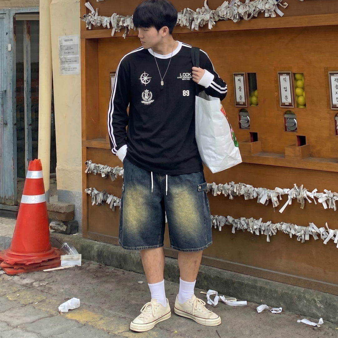 남자버뮤다청반바지 남자7부청바지 흑청바지 이미지 7