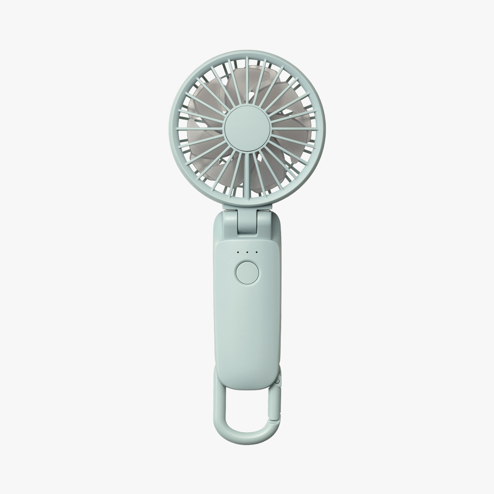 일본 리듬 휴대용선풍기 민트 미니 접이식 손선풍기 2중 날개 저소음 카라비너 핸디 목걸이 - 상품 이미지