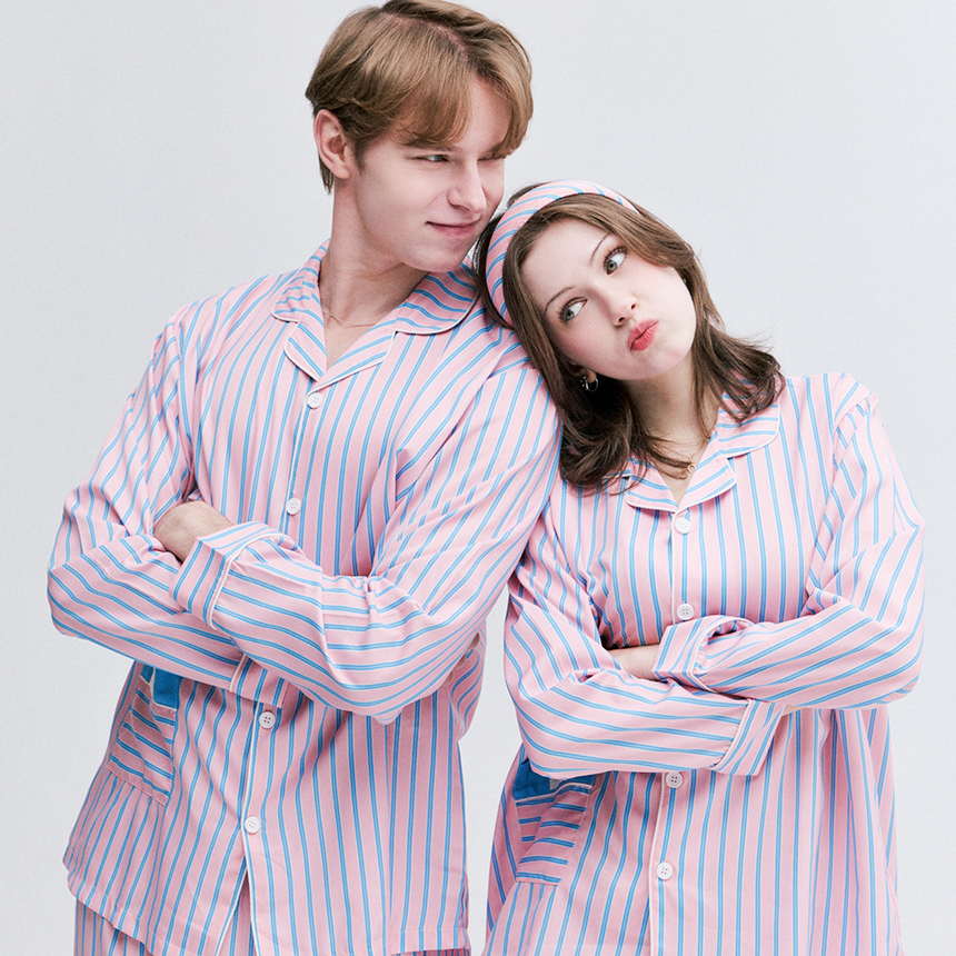 엠엠즈 메종핑크 실크핏 성인 긴팔 파자마 간절기 잠옷 상하세트 이미지 3
