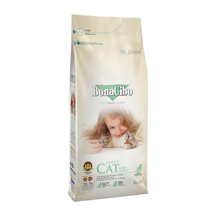 보나시보 슈퍼 프리미엄 고양이 건식 사료 양_램_라이스, 2kg, 1개 - 상품 이미지