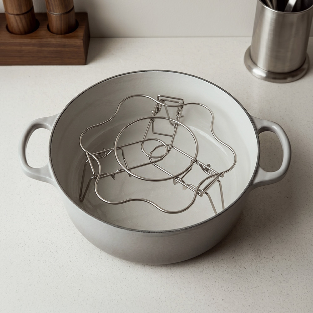 주방 스테인리스 찜판 찜기 찜채반 삼발이 스티머 스텐 접이식 찜 받침대 - 상세 이미지 2