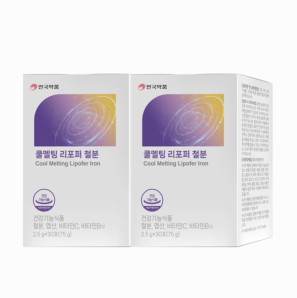 안국약품 쿨멜팅 비헴철 리포퍼 철분 엽산 30포, 2개 - 상품 이미지