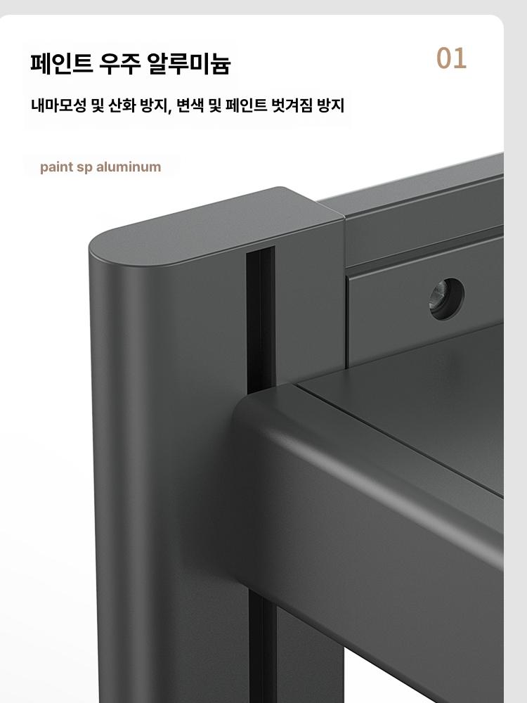 전자렌지선반 전자레인지 선반 튼튼한 블랙 주방 오븐 다용도 1단 상단 수납 정리대 공간활용 단층 없음 - 상세 이미지 4