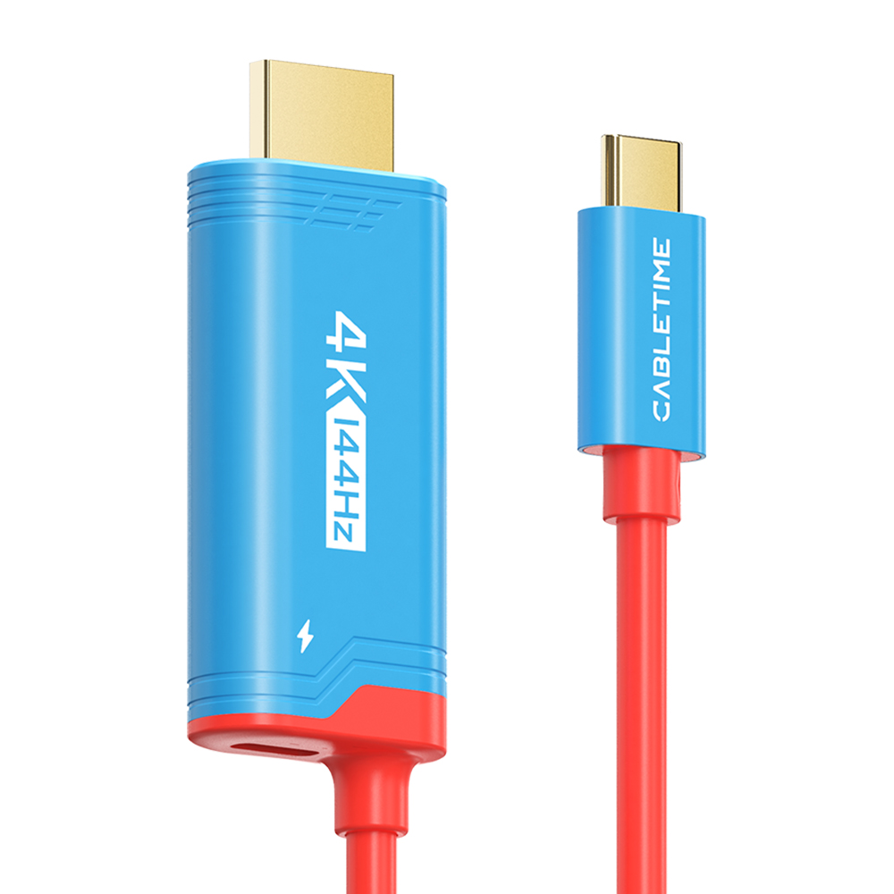 케이블타임 4K 144Hz C타입 HDMI PD 충전 미러링 케이블 블루, 1개, 2m - 상세 이미지 2