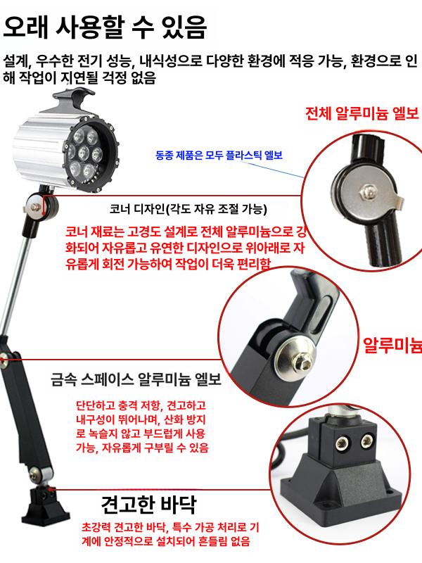 작업등 cnc선반 led 산업용 각도조절 접이식 스텐 차량 공작 기계 선반 - 상세 이미지 3