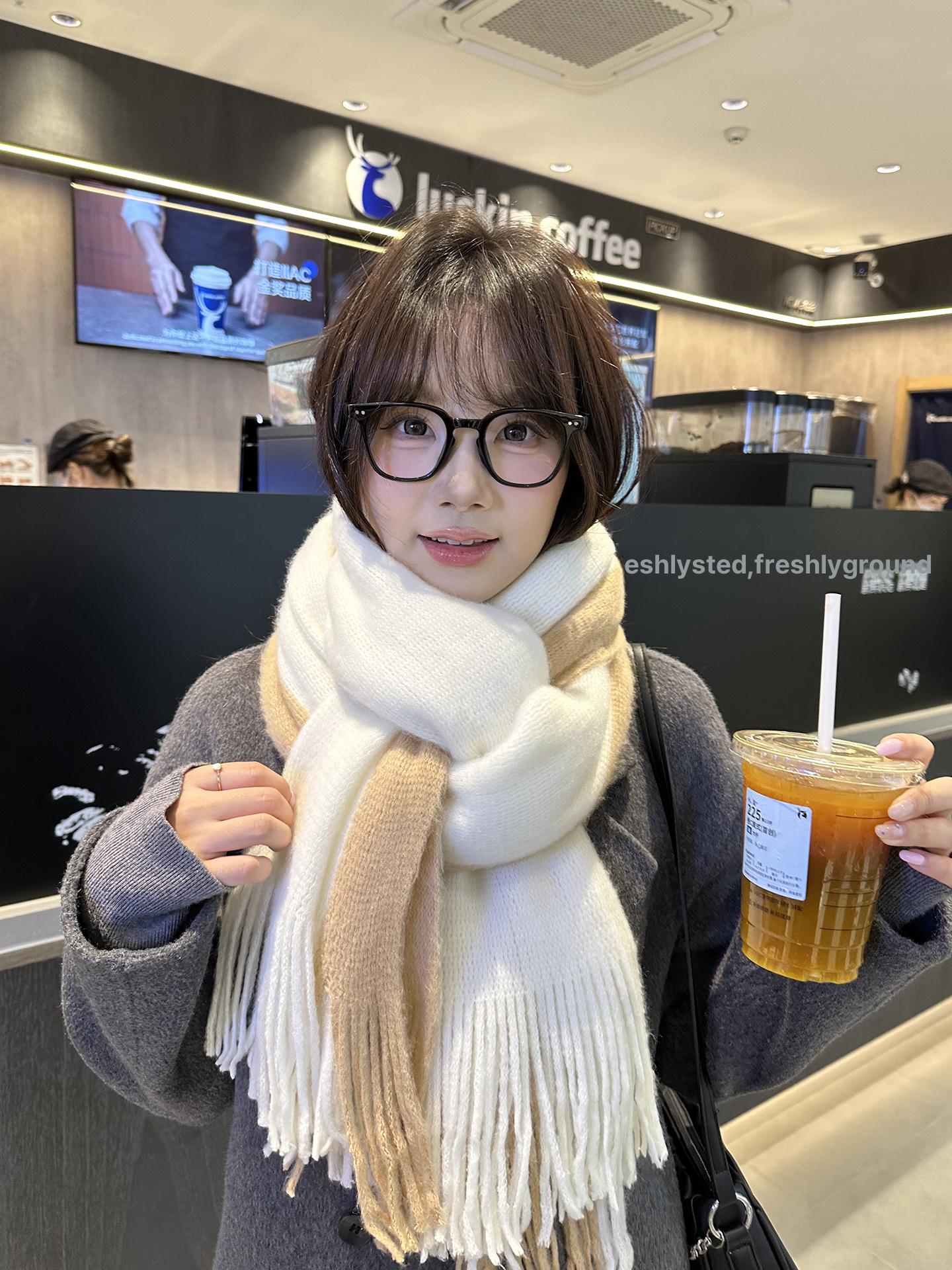목도리 겨울 여자 따뜻한 배색 컬러 스카프 머플러 - 상세 이미지 2