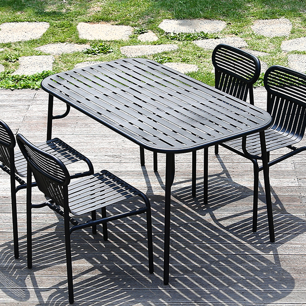 링컨 철제 사각 야외테이블 카페 테라스 1600x800mm, 블랙 - 상품 이미지