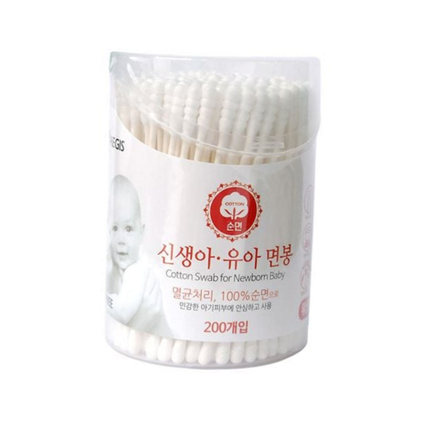 저자극 순면 면봉 둥근 종이 면봉 200개입 대용량 - 상품 이미지