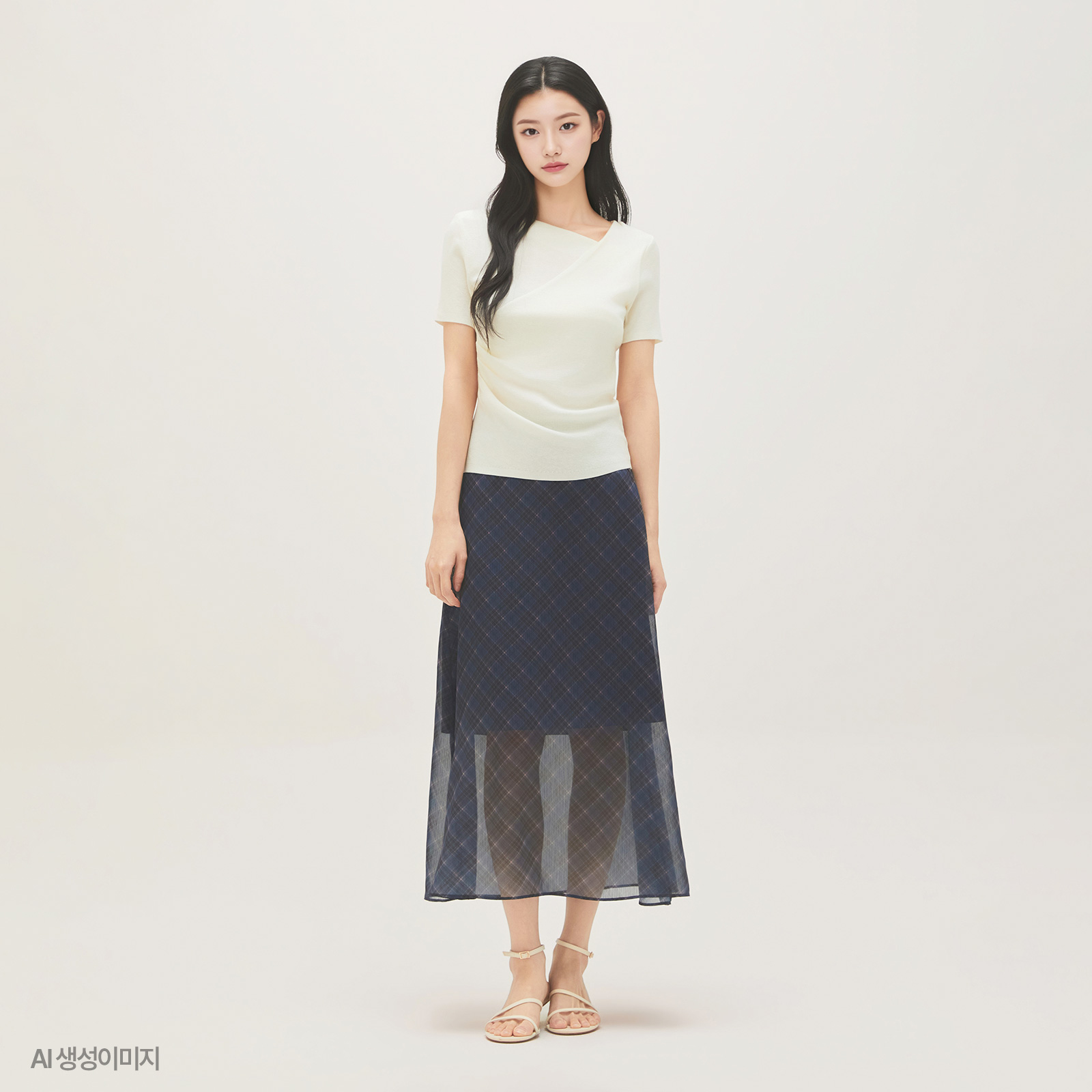 네이버 로엠 체크 롱 스커트 RMWHG24RT1