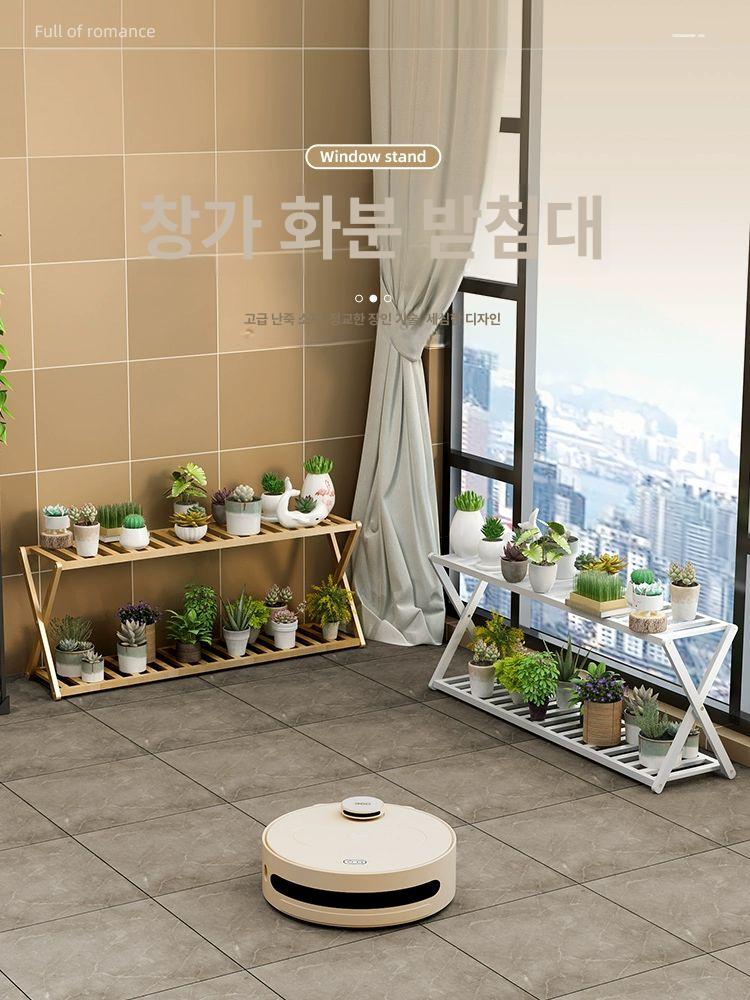 접이식 화분 다이 인테리어 선반 공간활용 원목 2단 폴딩 거실 대나무 빈티지 - 상세 이미지 2