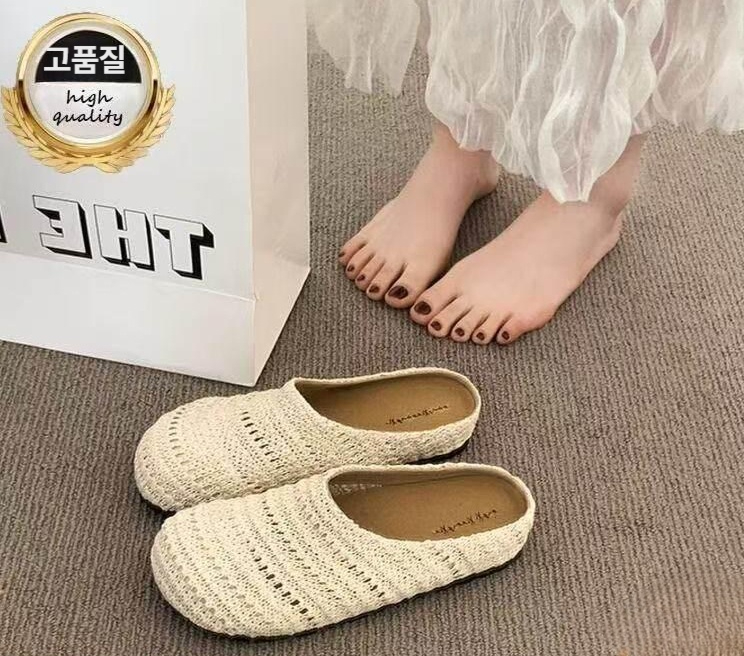 슬리퍼 가볍고 발이 편한 여자 봄 여름 라탄 샌들 신발 - 상세 이미지 2