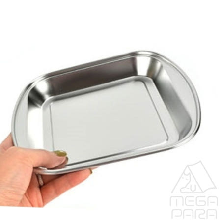 MEGAPARA협력사 포다랑 깔끔하고 실용적인 1구 스텐 간식접시 사각 식당그릇 스텐찬기