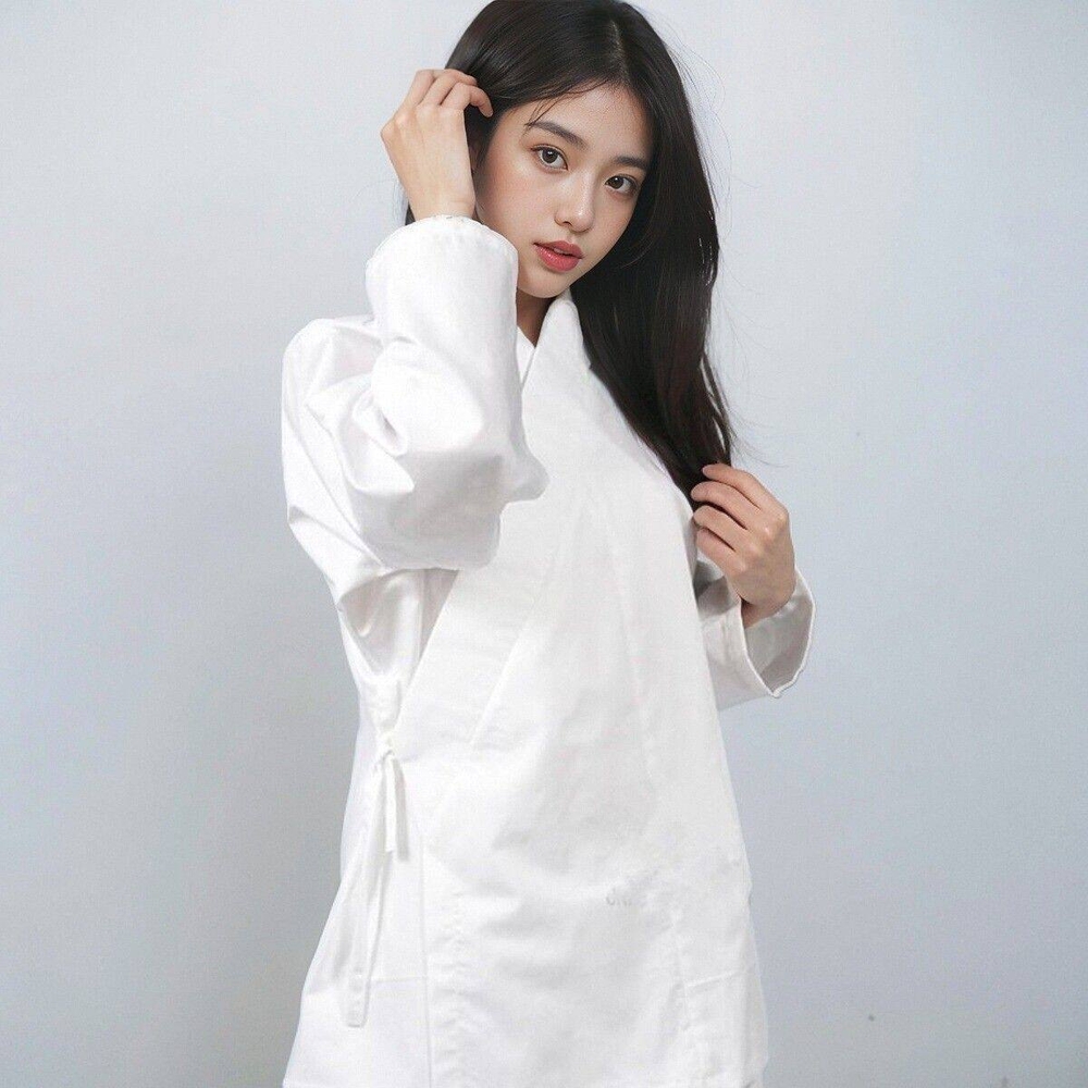 여성 생활한복 블라우스 저고리 면 개량한복 데일리 긴팔 당복 화이트 - 상세 이미지 5