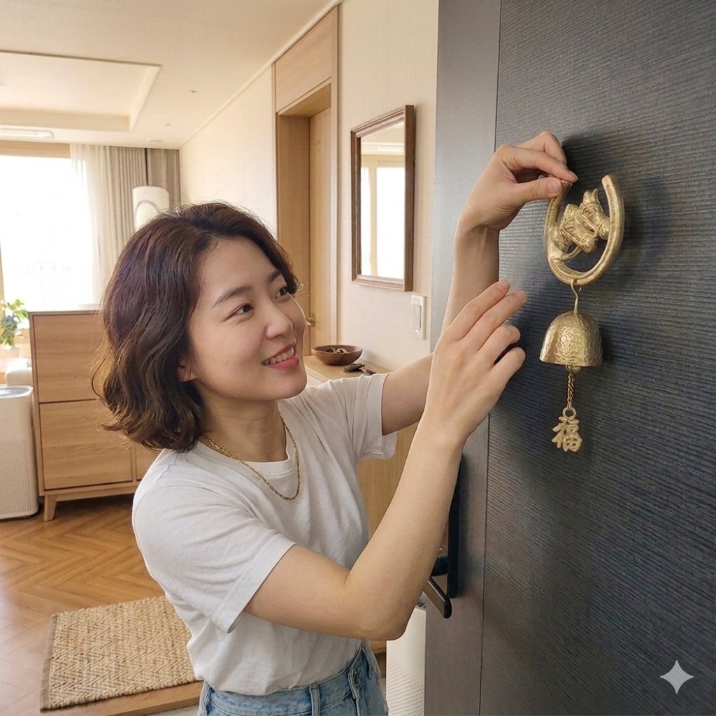 국내제작 말편자 풍경 현관문종 도어벨 재물운 개업 집들이 이사 선물 - 상세 이미지 5