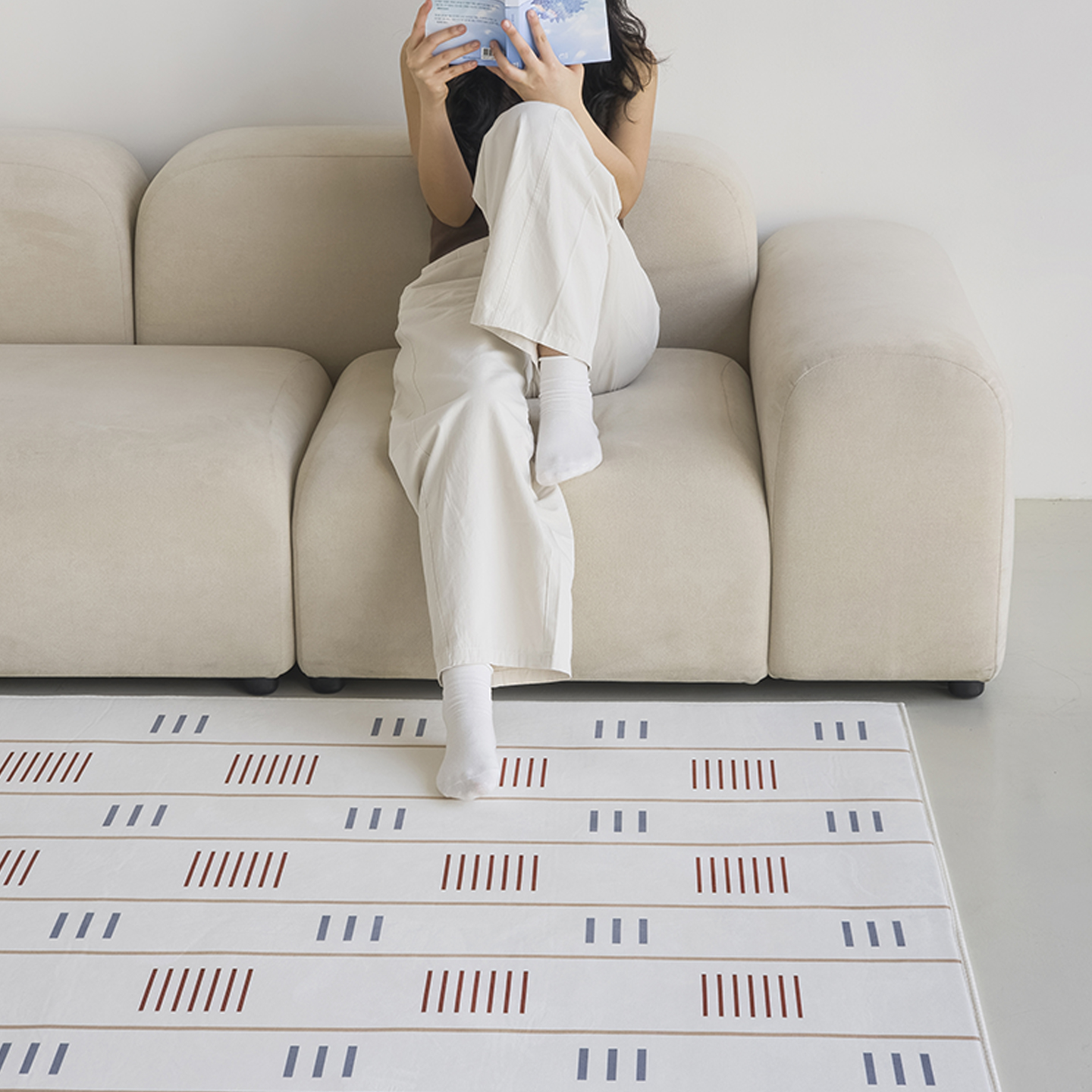 브릭샌드 소프티 발수 러그 사계절 단모 거실 침실 소프트 카페트 단일 색상, 150x200cm - 상세 이미지 4