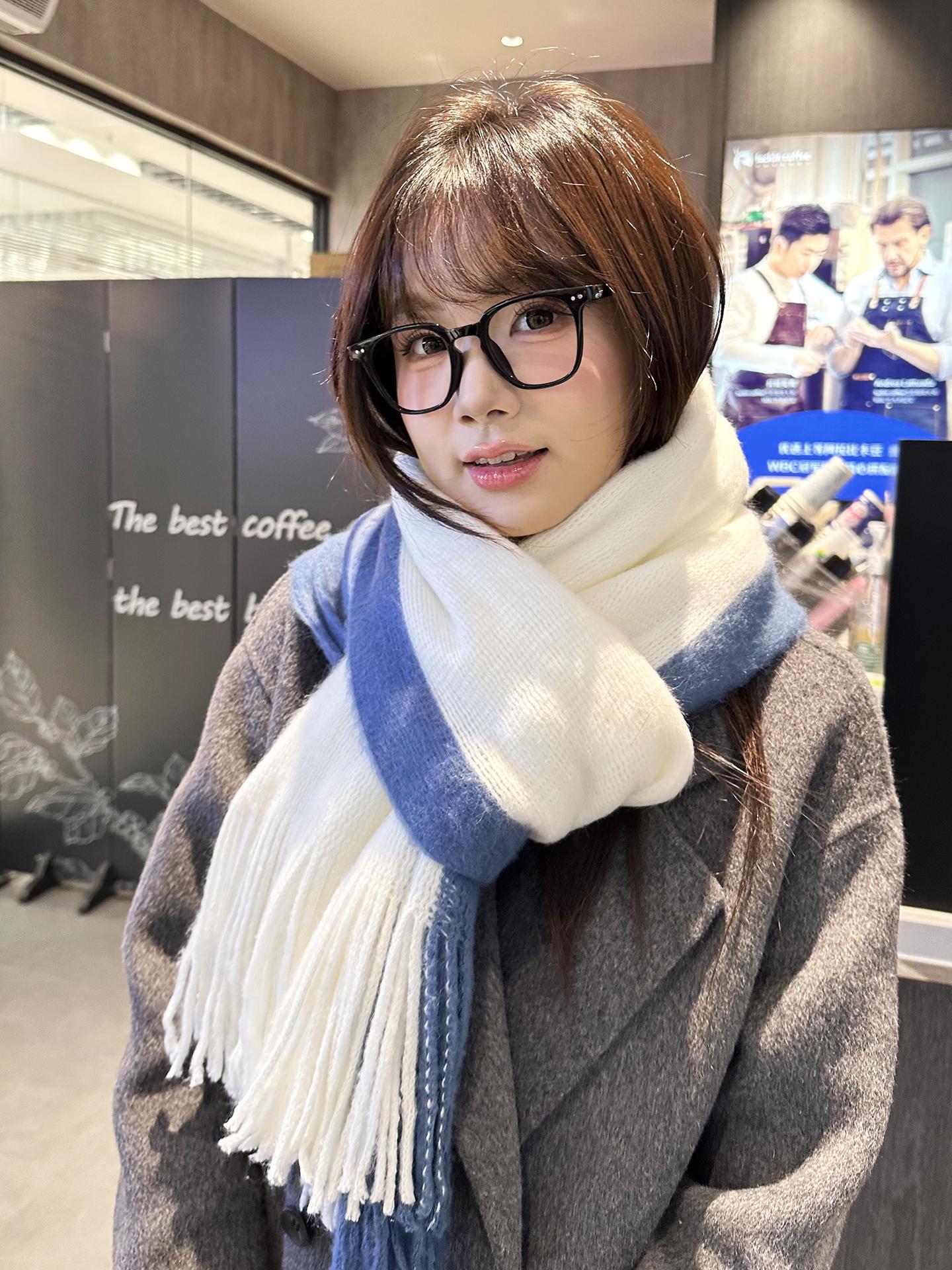 목도리 겨울 여자 따뜻한 배색 컬러 스카프 머플러 - 상세 이미지 5