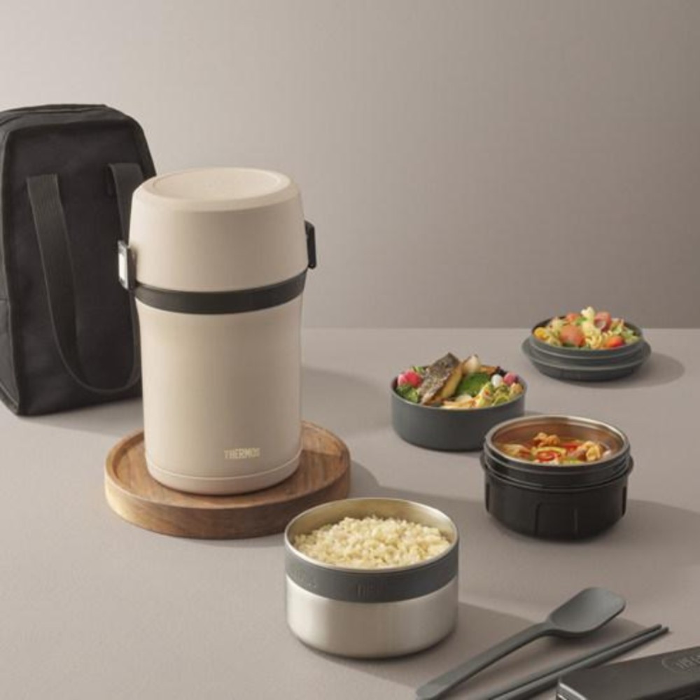 THERMOS 보온 도시락통 도시락 캠핑 학생 직장인용 크림화이트 885ml - 상품 이미지
