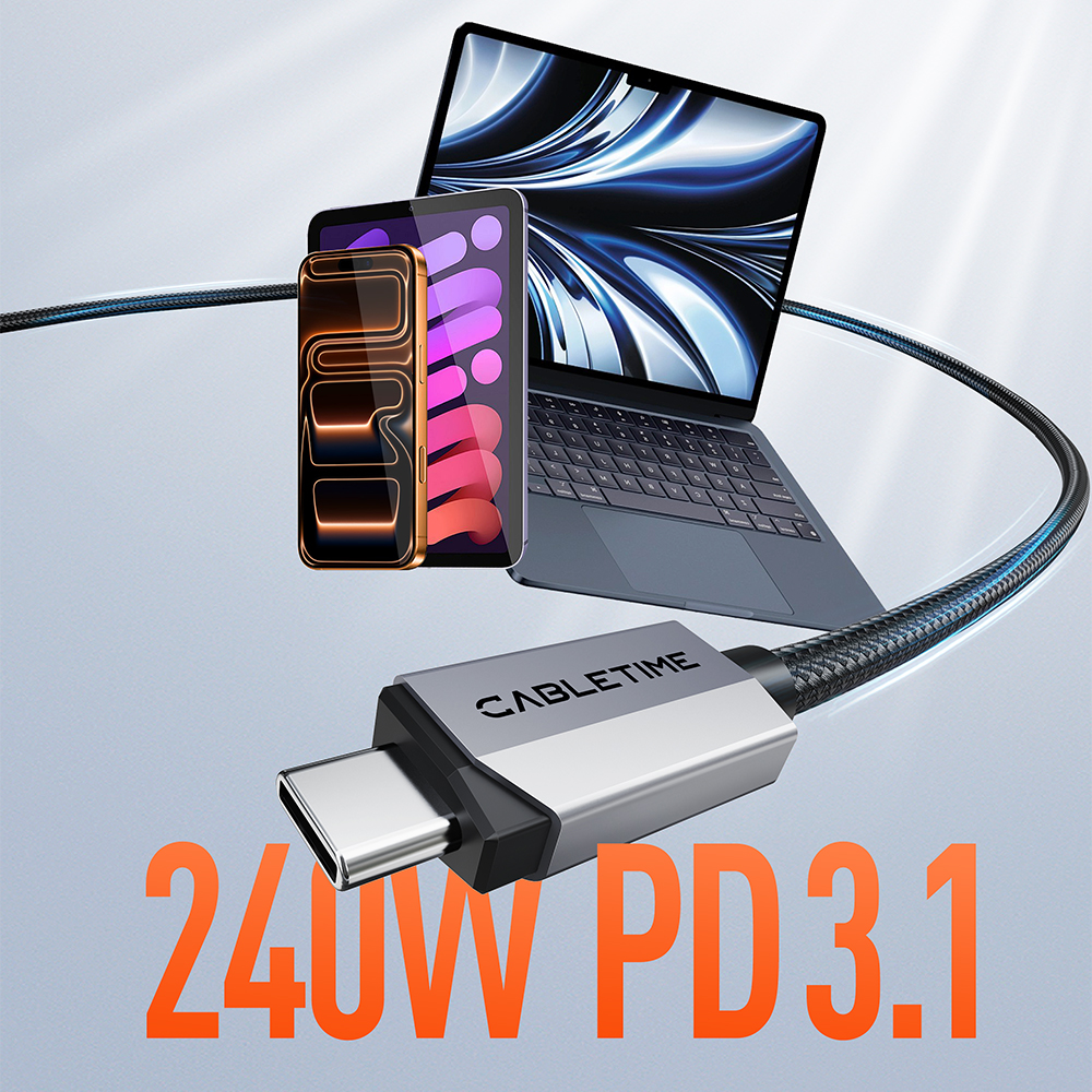 케이블타임 USB4 V2.0 8K 80Gbps 240W C타입 케이블 1m, 1개 - 상세 이미지 3