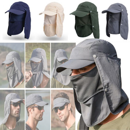 6단 정글 모자 다기능 햇빛가리개 부착 자외선차단 패션 마스크 낚시 등산 코로나예방 썬캡