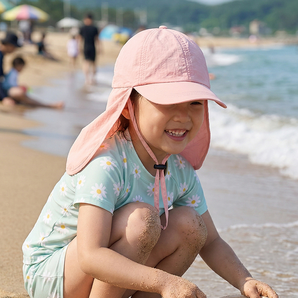 유아 플랩 캡 여아 모자 어린이 아동 물놀이 남아 수영 초등 학생 비치 워터파크 썬 햇 - 상세 이미지 5