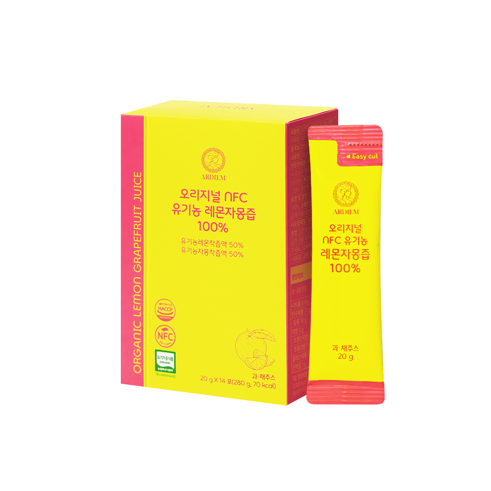 아르디엠 오리지널 NFC 유기농 레몬자몽즙 100% 착즙원액 280g 14포, 1개 - 상품 이미지