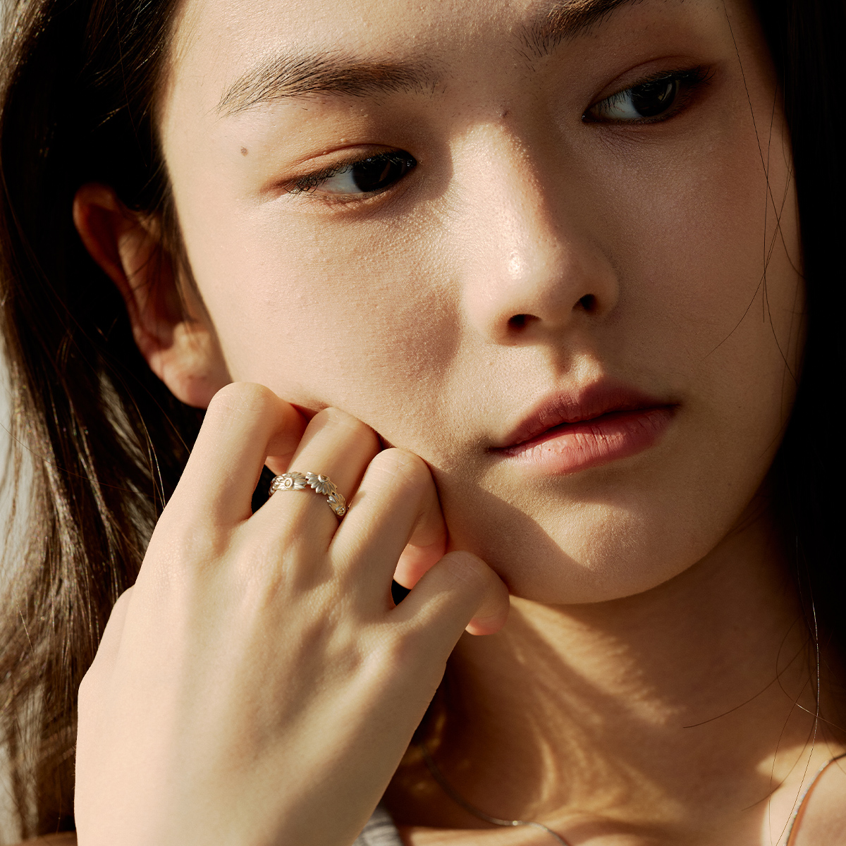 BRF-26SS4 골든 시트린 데이지 하프 반지 - 상세 이미지 5