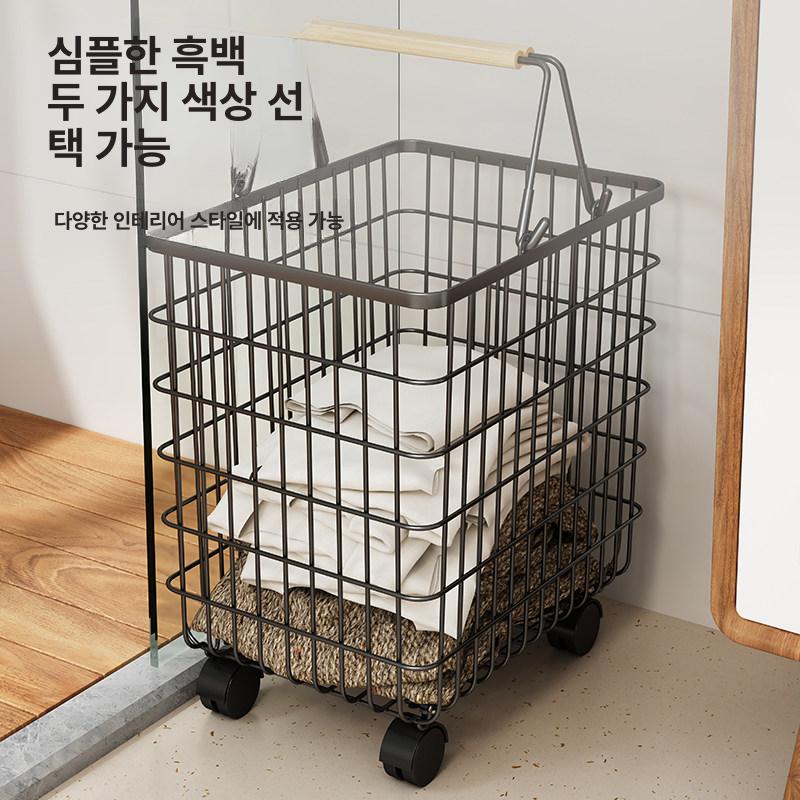 빨래바구니 트롤리 바퀴 대용량 철제 올스텐 런드리 이동식 접이식 세탁 - 상세 이미지 5