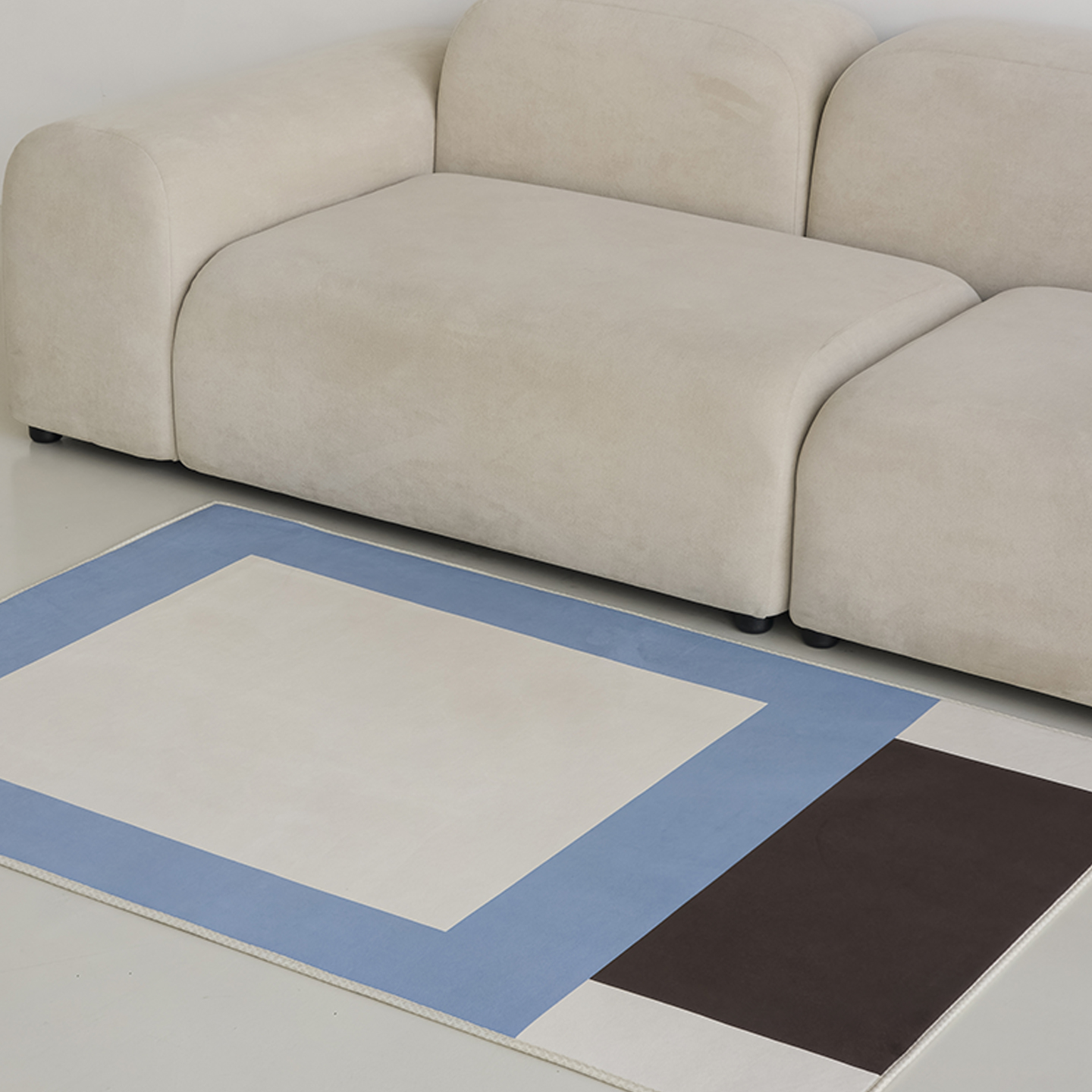 모카프레임 소프티 발수 러그 사계절 단모 거실 침실 소프트 카페트 단일 색상, 150x200cm - 상품 이미지