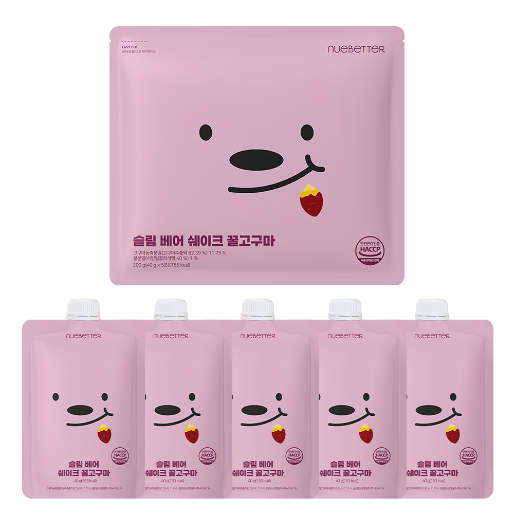 뉴베러 슬림 베어 단백질 쉐이크 파우치 저당 식사대용 꿀고구마 1박스(5개입), 200g, 1개 - 상품 이미지