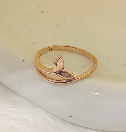 브리예뜨 14k 웨이브 링 고래 꼬리 반지 금반지 여자 레이어드 포인트 약지 검지 애끼 - 상세 이미지 4