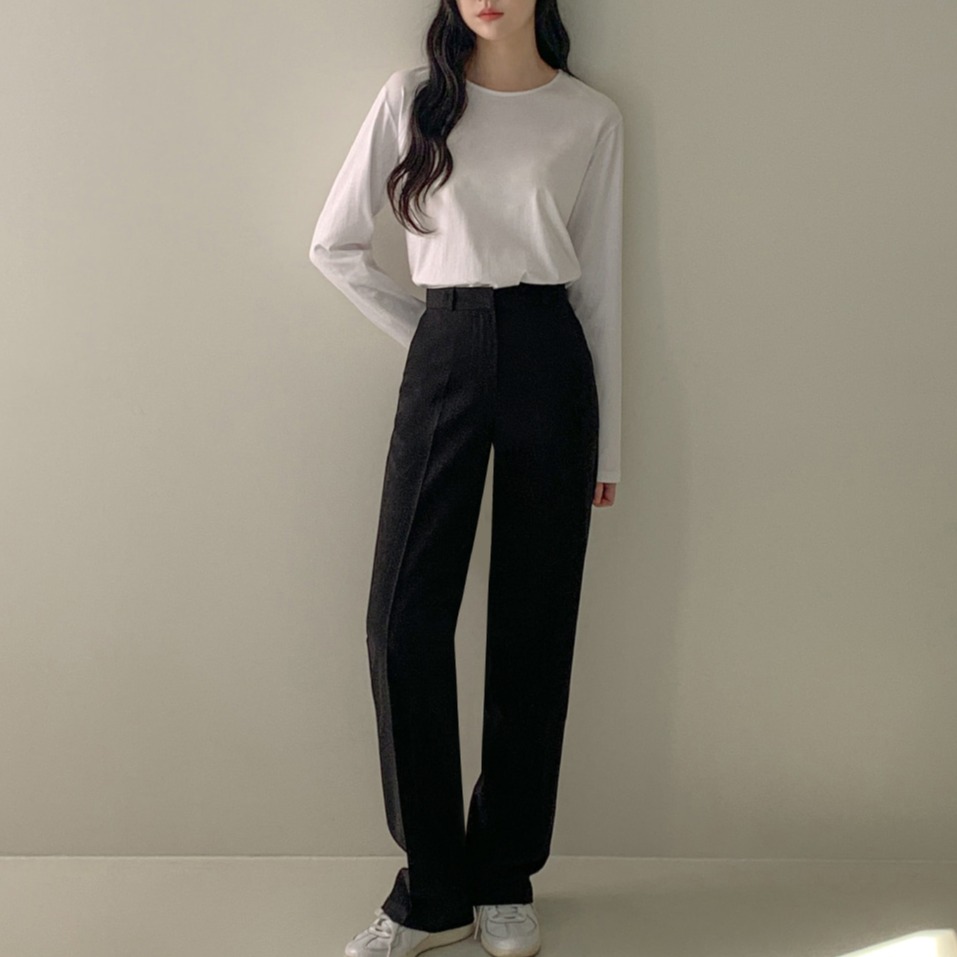 정장 팬츠 세미부츠컷 기본 롱 버전 여성 바지 - 상세 이미지 3