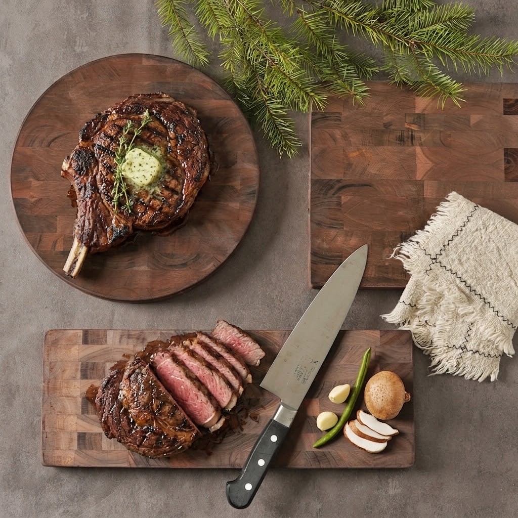 그로브 엔드그레인 나무 도마 사각 플레이팅 치즈 보드 45x30cm 이미지 6