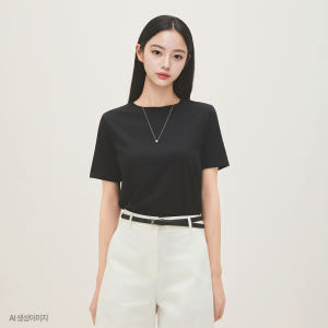 로엠 올데이 베이직 R넥 티셔츠 RMHWG24R01 착용 후기 | 사이즈/핏 총정리 - 상품 이미지 1