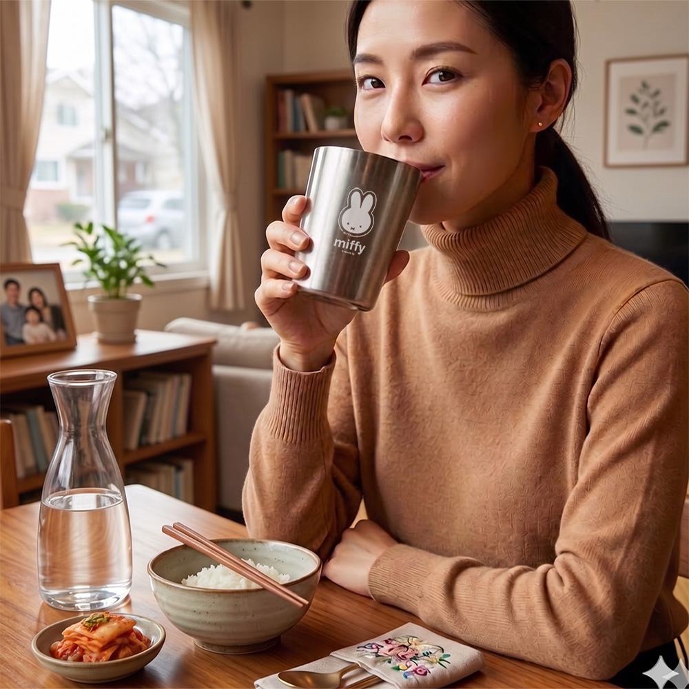 키친유 화이트미피 유아 어린이집 유치원 물컵 아기 양치컵 국산 스텐304 340ml, 1개 - 상세 이미지 5