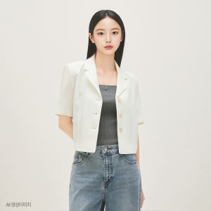로엠 린넨라이크 크롭 반팔자켓 RMJKG25R12 착용 후기 | 사이즈/핏 총정리 - 상품 이미지 1