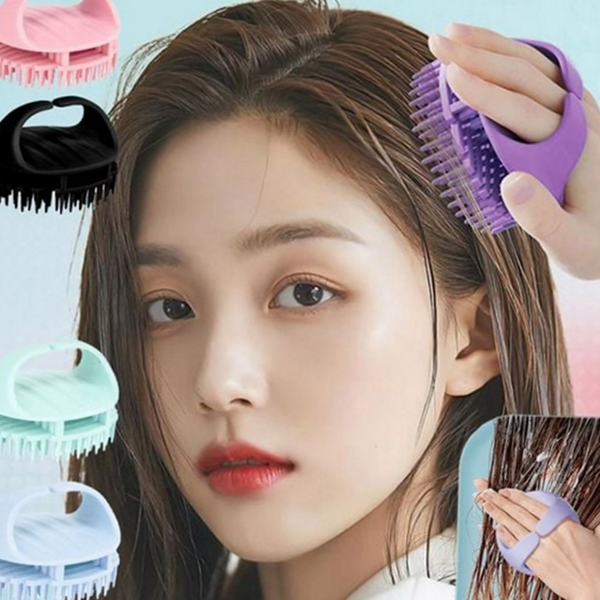 실리콘 두피 마사지 브러쉬 샴푸용 두피 샴푸 브러쉬 핸들형 지압 - 상품 이미지