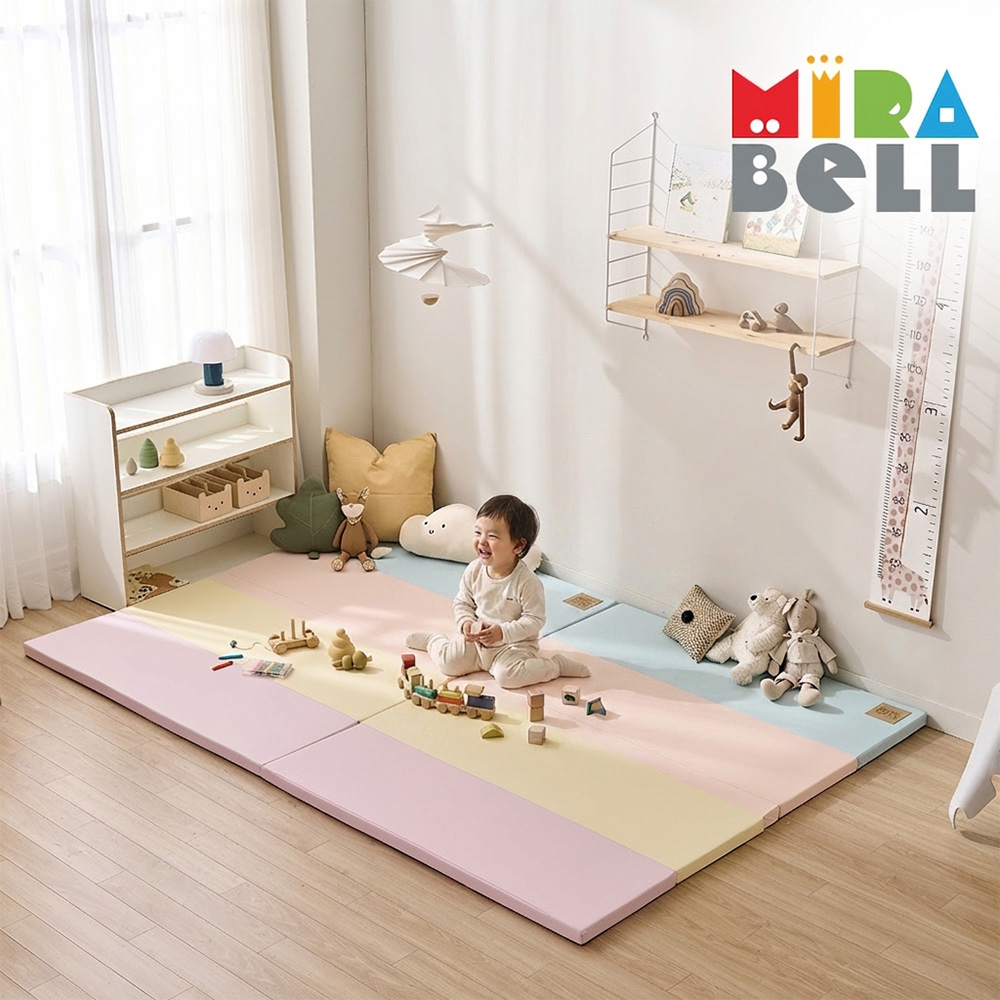 미라벨 카라 실리콘 유아 층간소음 놀이방 5단 노틈새 폴더매트 120X160 무지개 - 상품 이미지
