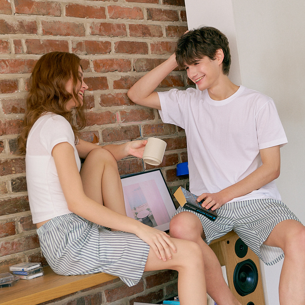 [하이픈] [2PACK] 버티컬 5부 브리즈핏 남녀공용 잠옷 바지 - 상세 이미지 4