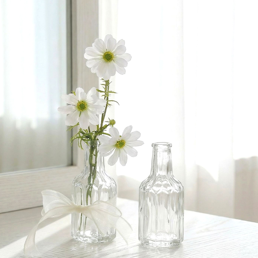 수경재배 조화 생화 오브제 이케바나 인테리어 유리 꽃병 크리스탈엣지화병 - 상품 이미지