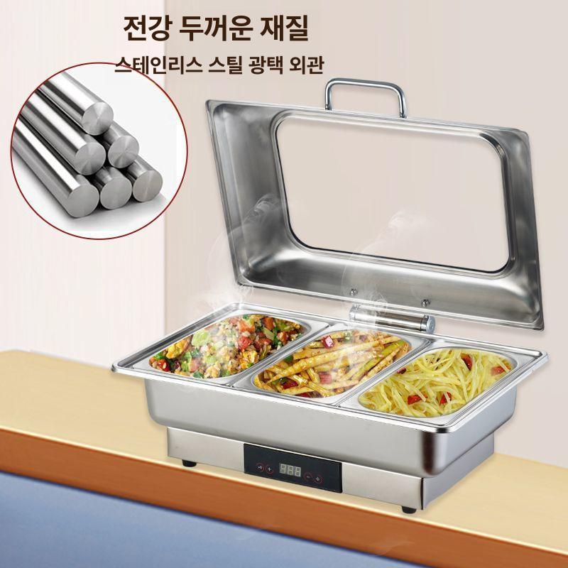 전기 보온 뷔페 스테인리스 호텔 조식 냄비 정사각형 6L 단일 구획 - 상세 이미지 4