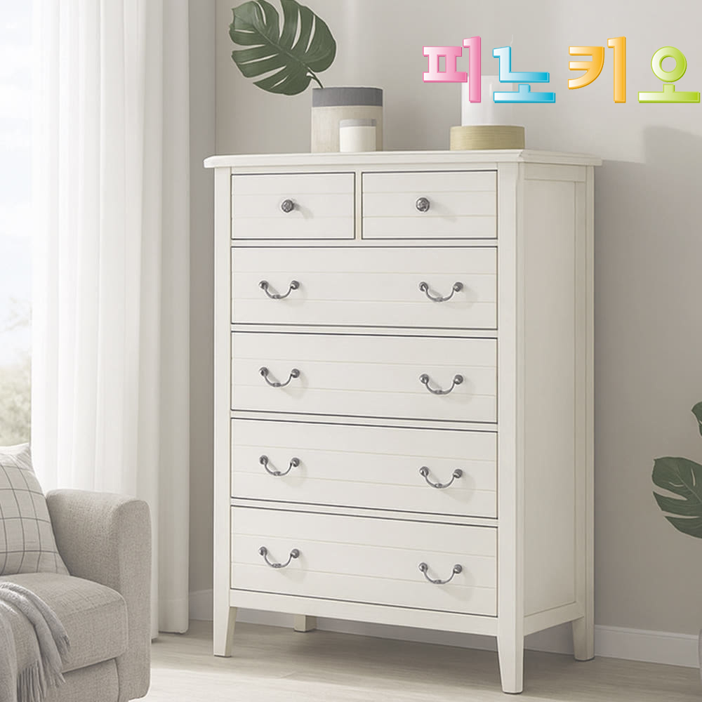 피노키오 프로방스 5단서랍장 화이트 - 상품 이미지
