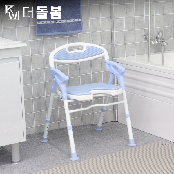 강원전자 더돌봄 접이식 목욕의자 노인 어르신용 (스카이블루) - 상품 이미지