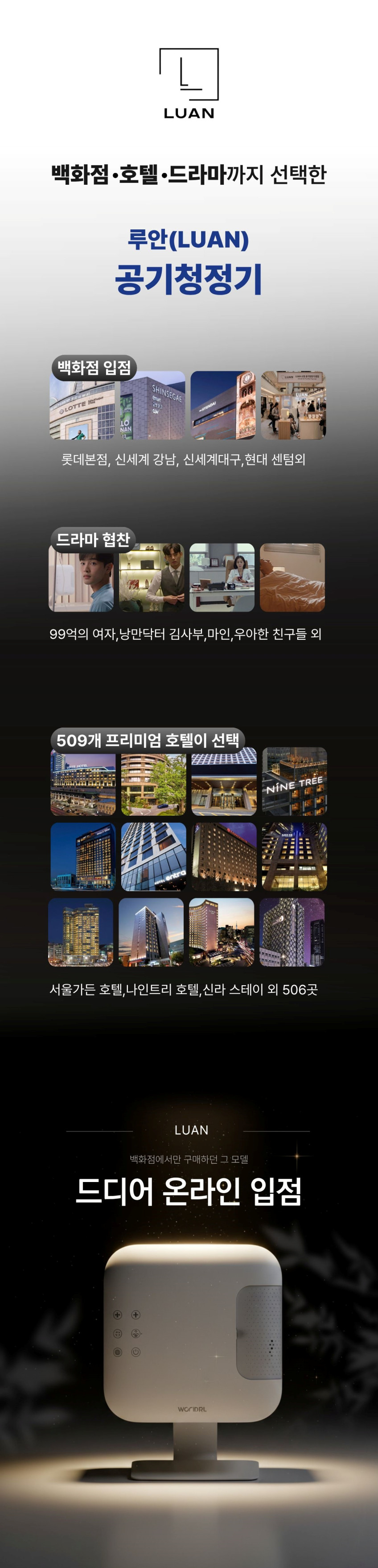 루안 미니 소형 아기방 비염 원룸 쿼드필터 공기청정기 살균기 작은방 플라즈마 판매처 상세 정보 이미지 1
