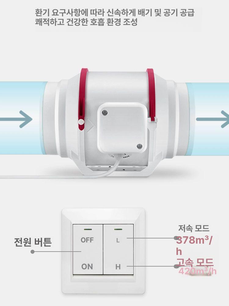 자동루버 자동배기 환기 내경 덕트루버 욕실 산업용 환풍 후드 배기팬 전동 - 상세 이미지 5