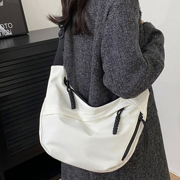 편안한 데일리 호보백 캐주얼 여성 숄더백 캔버스 가방 수납 반달 - 상품 이미지