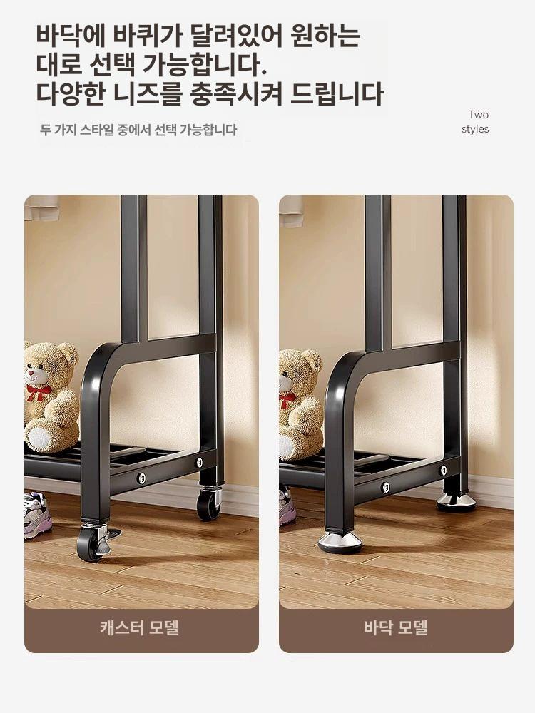 행거 철제 튼튼한 바퀴 건조 옷걸이 미니 드레스룸 틈새 원룸 이동식 - 상세 이미지 5