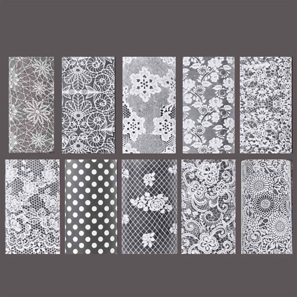 화이트 레이스 도트 플라워 네일필름 10종세트 이미지 2